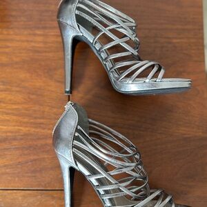 Elegant Silver Strappy Heels